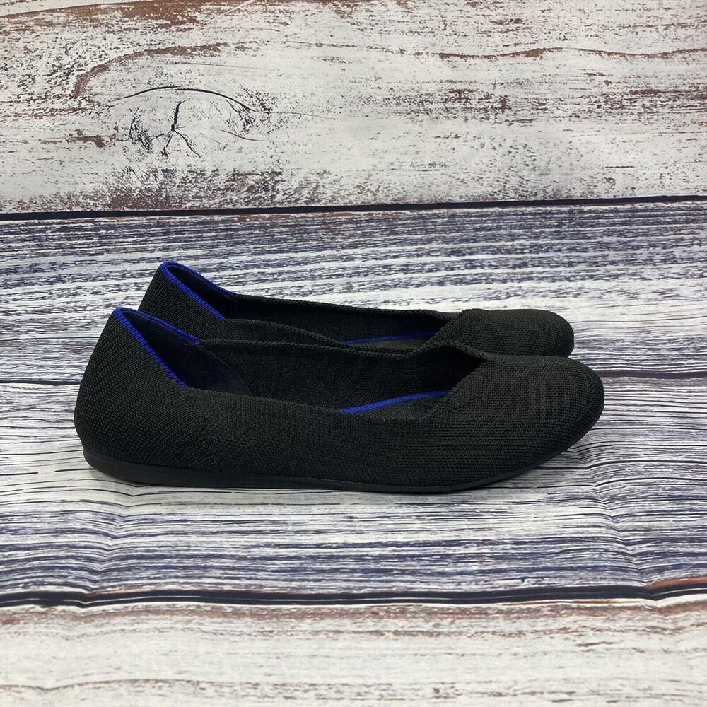 Black Women's Knit Ballet Flats - Comfortable Slip-On Loafers